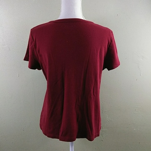 Maroon Cotton Knit Top with Embroidered Yoke NWOT - Picture 3 of 6